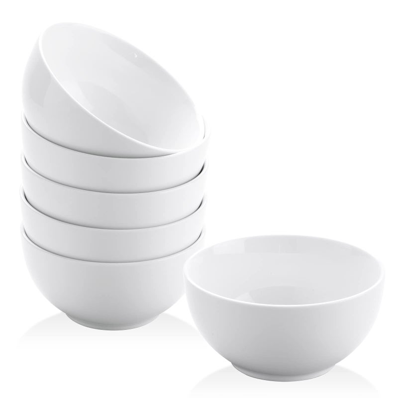 Yedio Small Bowls Set White Ceramic Bowls of 6 10 oz Porcelain Bowl for Kitchen Dessert Rice Side Dish Snack Soup Fruits Cereal Ice Cream Microwave Dishwasher Freezer Oven Safe Easy Clean Stackable