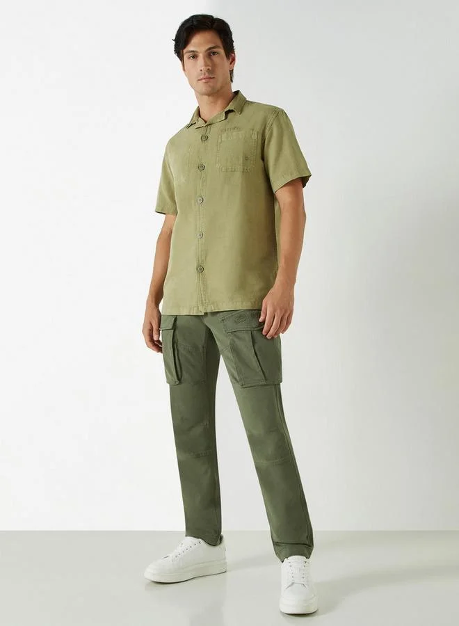 Ecko Unltd. Ecko Unltd Solid Camp Collar Linen Blend Shirt