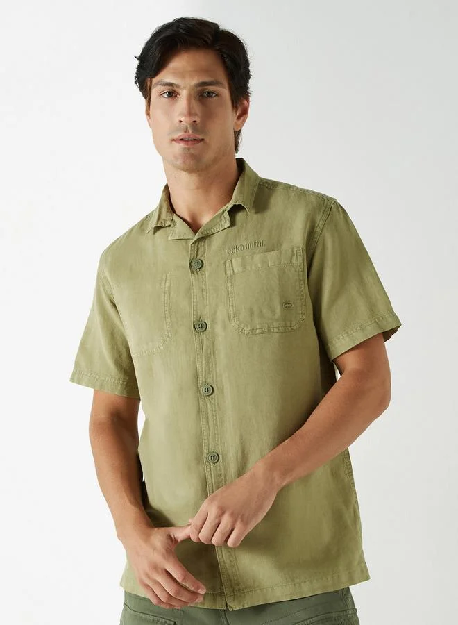 Ecko Unltd. Ecko Unltd Solid Camp Collar Linen Blend Shirt