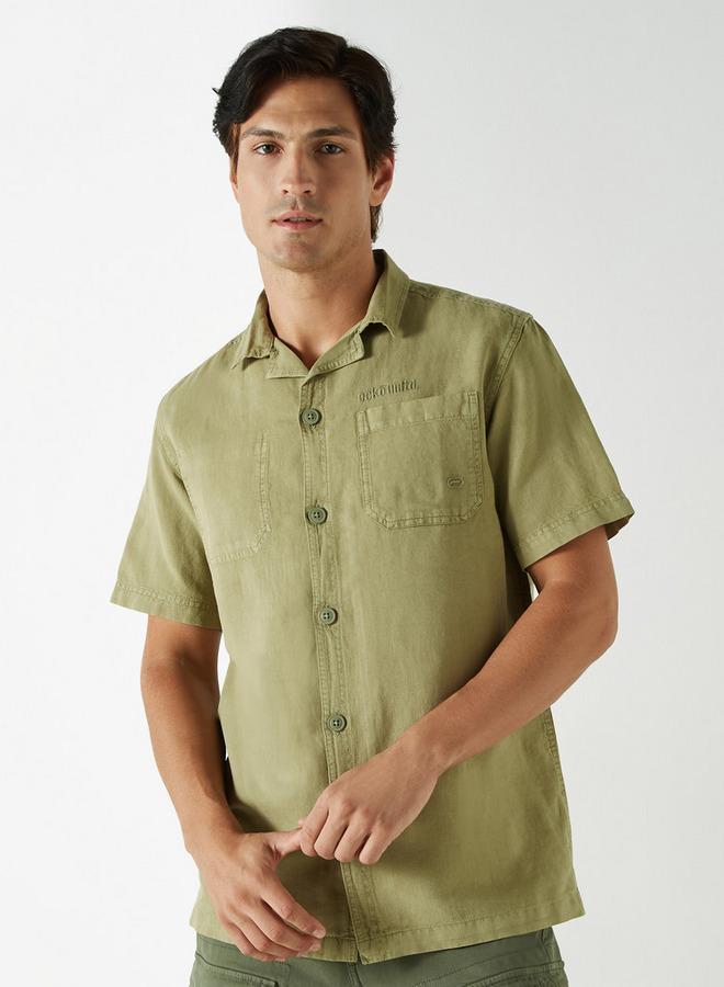 Ecko Unltd. Ecko Unltd Solid Camp Collar Linen Blend Shirt - Image 1