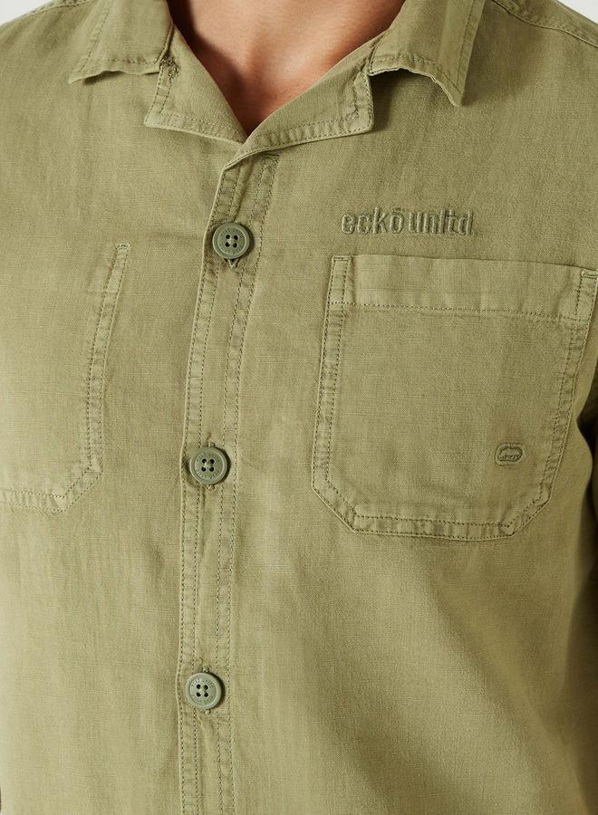 Ecko Unltd. Ecko Unltd Solid Camp Collar Linen Blend Shirt - Image 4