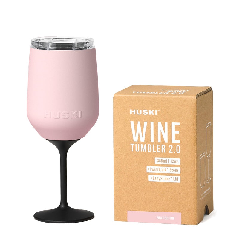 Huski Wine Tumbler 2.0 | NEW | Award-winning Design with Detachable Stem | Premium Stainless Steel Wine Glass with Lid | Triple Insulated Tumbler | 12oz Capacity | Great Gift (Powder Pink) - Image 1