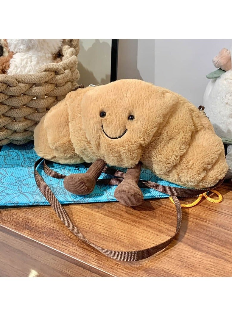 General Jellycat croissant bread crossbody bag shoulder bag cute smiley plush doll shoulder bag women  - Image 3