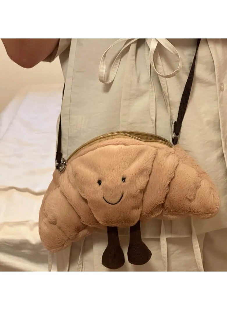 General Jellycat croissant bread crossbody bag shoulder bag cute smiley plush doll shoulder bag women  - Image 1