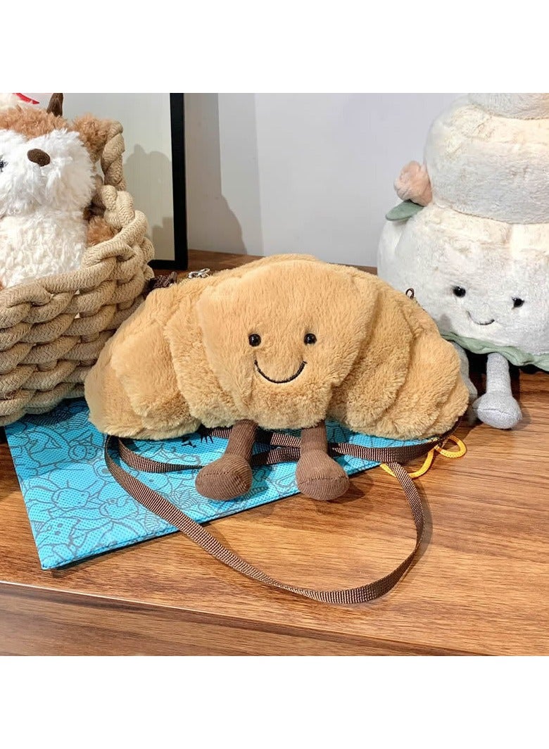 General Jellycat croissant bread crossbody bag shoulder bag cute smiley plush doll shoulder bag women  - Image 2