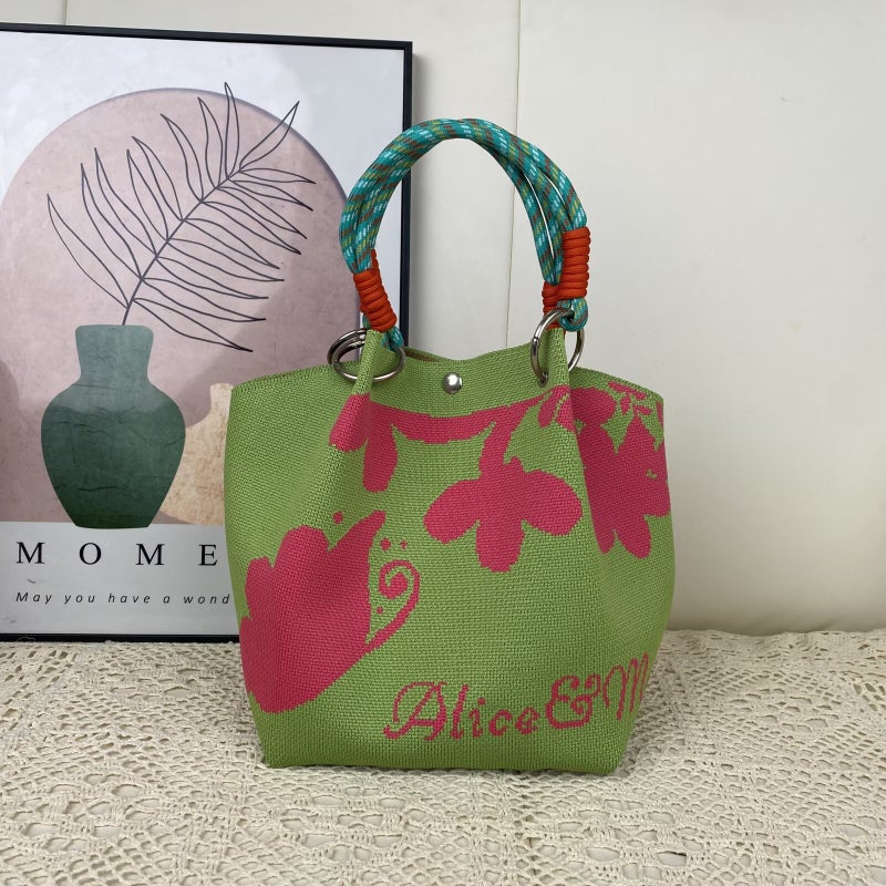 Korean Style New Style Fragrant Style Rope Knot Handbag Elegant Style Travel Large Capacity Hand Bag Western Style - Image 1
