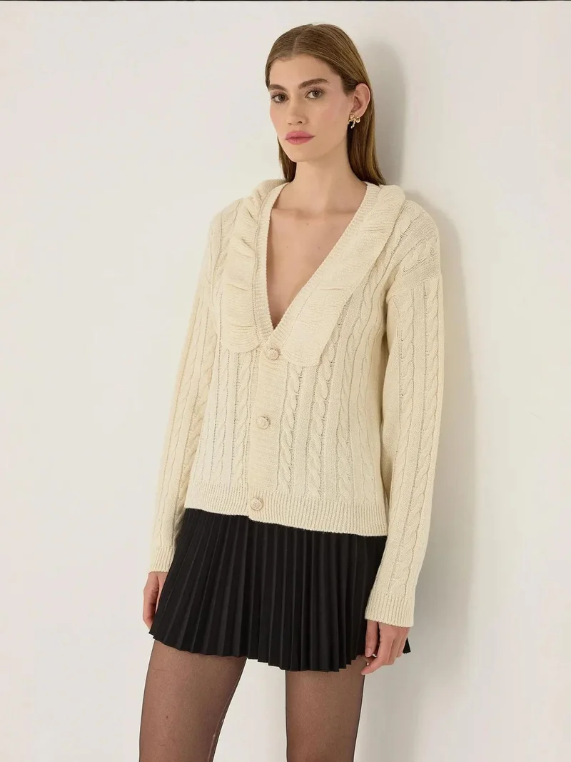 HICCUP Textured V-Neck Knit Cardigan