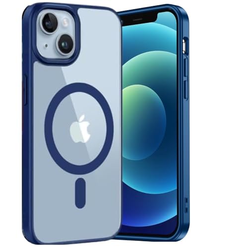 MAGICHUB Ultra-Hybrid Back Cover Case for iPhone 13/14 Compatible with Wireless Charging | 360¡ Protection | Crystal Clear Hard Back Cover Case for iPhone 13/14 (NavyBlue-Magsaf) - Image 1