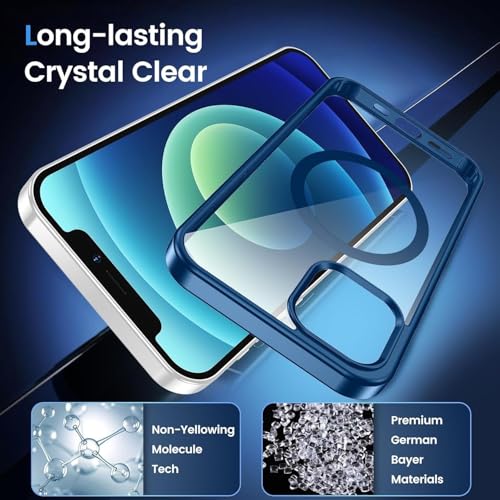 MAGICHUB Ultra-Hybrid Back Cover Case for iPhone 13/14 Compatible with Wireless Charging | 360¡ Protection | Crystal Clear Hard Back Cover Case for iPhone 13/14 (NavyBlue-Magsaf) - Image 4