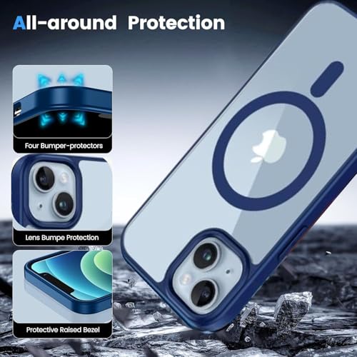 MAGICHUB Ultra-Hybrid Back Cover Case for iPhone 13/14 Compatible with Wireless Charging | 360¡ Protection | Crystal Clear Hard Back Cover Case for iPhone 13/14 (NavyBlue-Magsaf) - Image 3