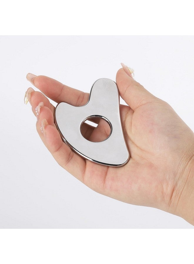 BTYMS Gua Sha Facial Tools Stainless Steel, Heart Shaped Guasha Tool with Hole， Metal Face Sculpting Tool Skin Care Massage Scraper - Image 5