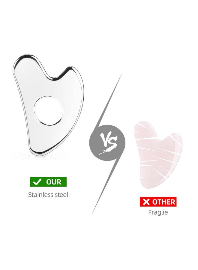 BTYMS Gua Sha Facial Tools Stainless Steel, Heart Shaped Guasha Tool with Hole， Metal Face Sculpting Tool Skin Care Massage Scraper - Image 3