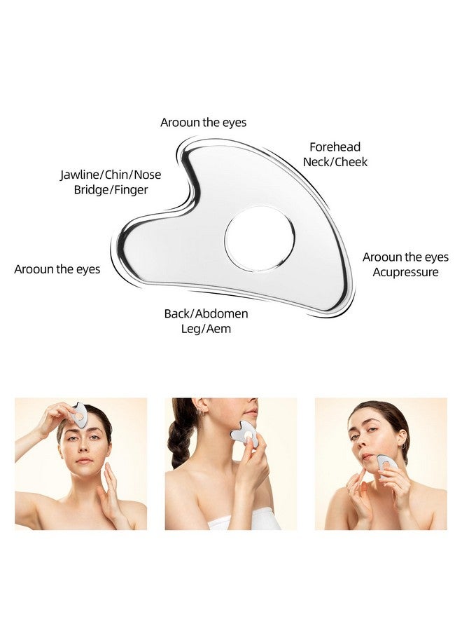BTYMS Gua Sha Facial Tools Stainless Steel, Heart Shaped Guasha Tool with Hole， Metal Face Sculpting Tool Skin Care Massage Scraper - Image 4