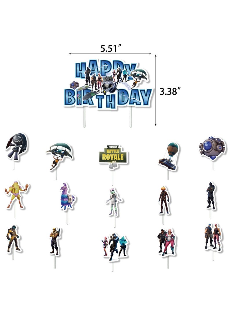 Fortnite Game Theme Birthday Party Decoration Set, Happy Birthday Banner, Bunting, Cake Decorating Topper, Background Cloth and Balloons, Perfect for Boys and Girls Birthday Decoration - Image 5