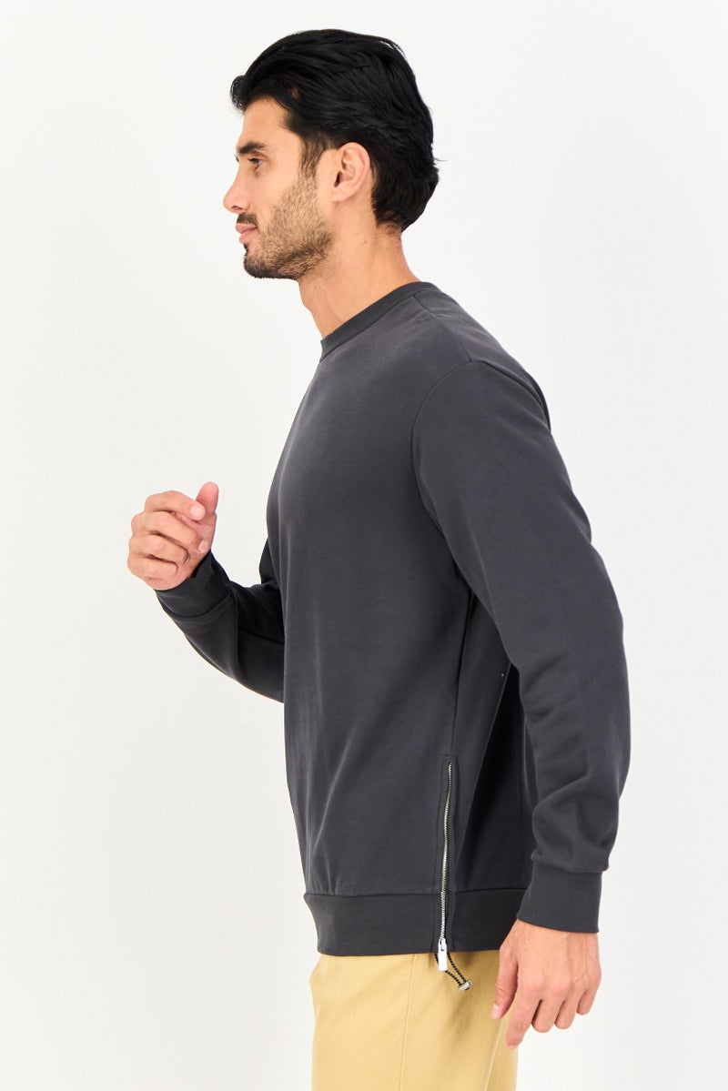 Selected Homme Men Regular Fit Long Sleeve Sweatshirt, Dark Grey - Image 2