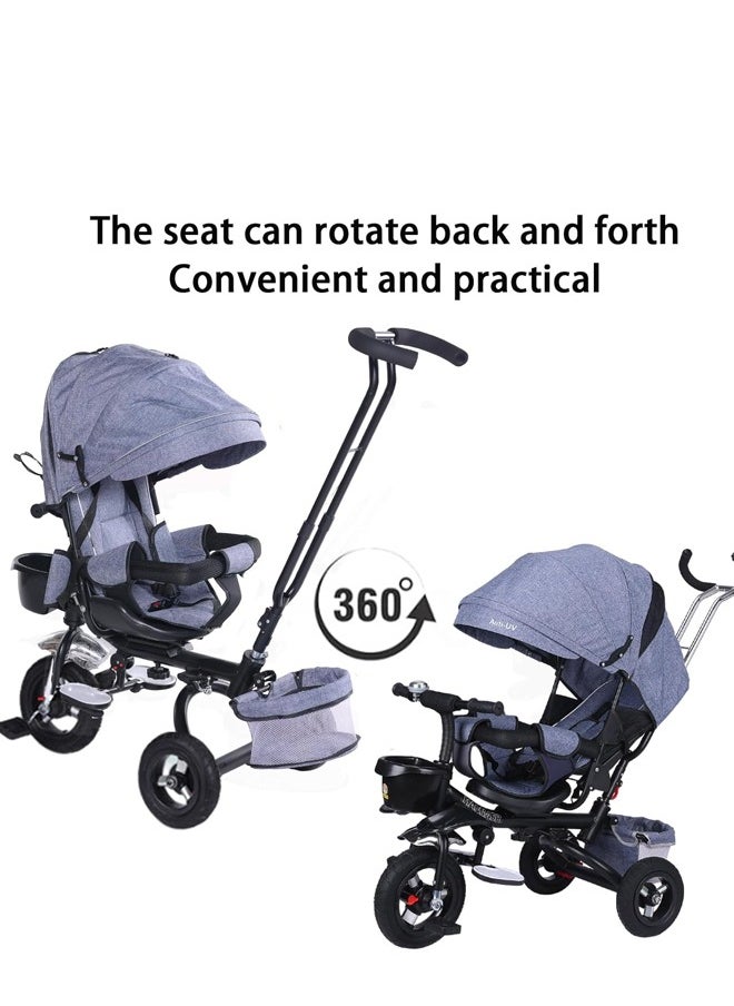 Soft Touch Kid Tricycle Stroller 4 In 1 Folding Baby Bike with Rotatable Seat and Adjustable Canopy Toddlers Bike for 1-6 Years Old  - Image 5