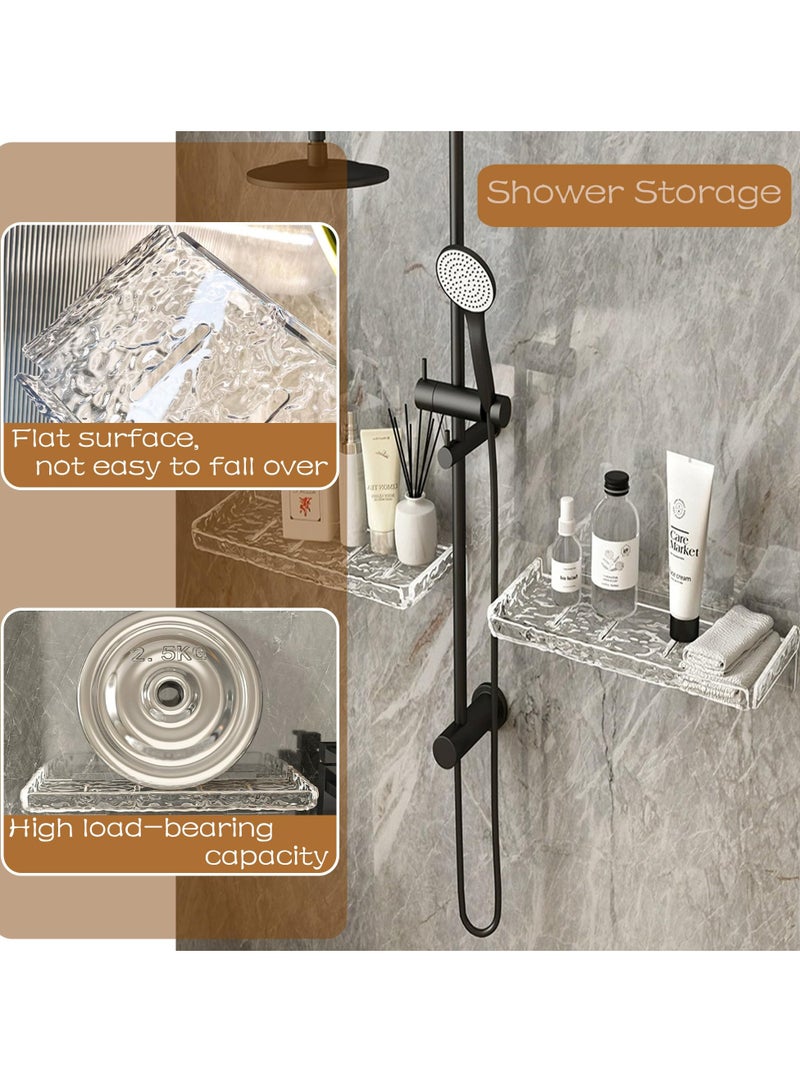 Excefore Acrylic Bathroom Shelves Organizer, Set of 2 Bathroom Countertop Organizer, with Hooks and no Drilling Design, for Bathroom Storage and moreAcrylic No Drill Wall Mount Adhesive Shelf - Image 4