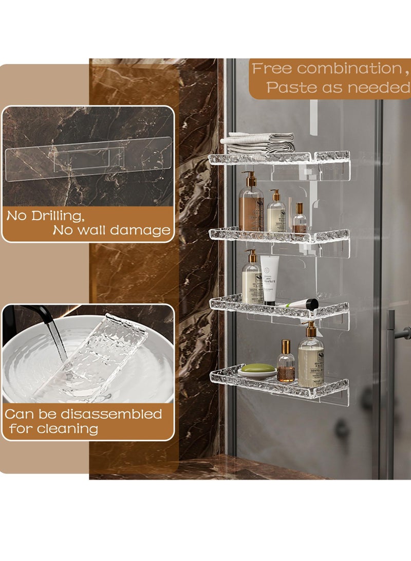 Excefore Acrylic Bathroom Shelves Organizer, Set of 2 Bathroom Countertop Organizer, with Hooks and no Drilling Design, for Bathroom Storage and moreAcrylic No Drill Wall Mount Adhesive Shelf - Image 3