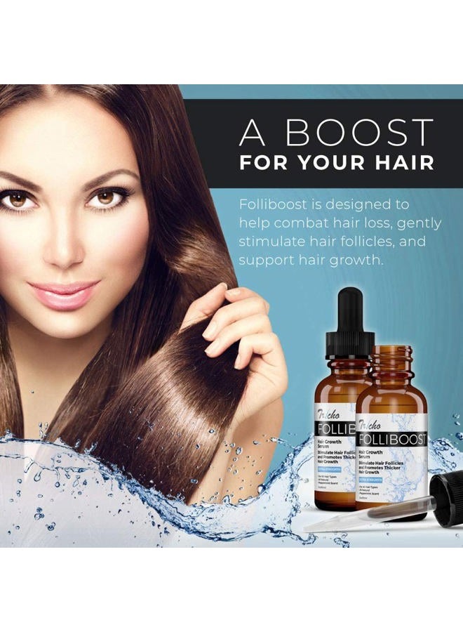 Folliboost Tricho Labs Folliboost Hair Growth Serum - Natural-Based Formula w/Biotin & Peppermint Oil - Hair Care for Thicker & Fuller Hair - 2oz, 3-Pack - Image 5