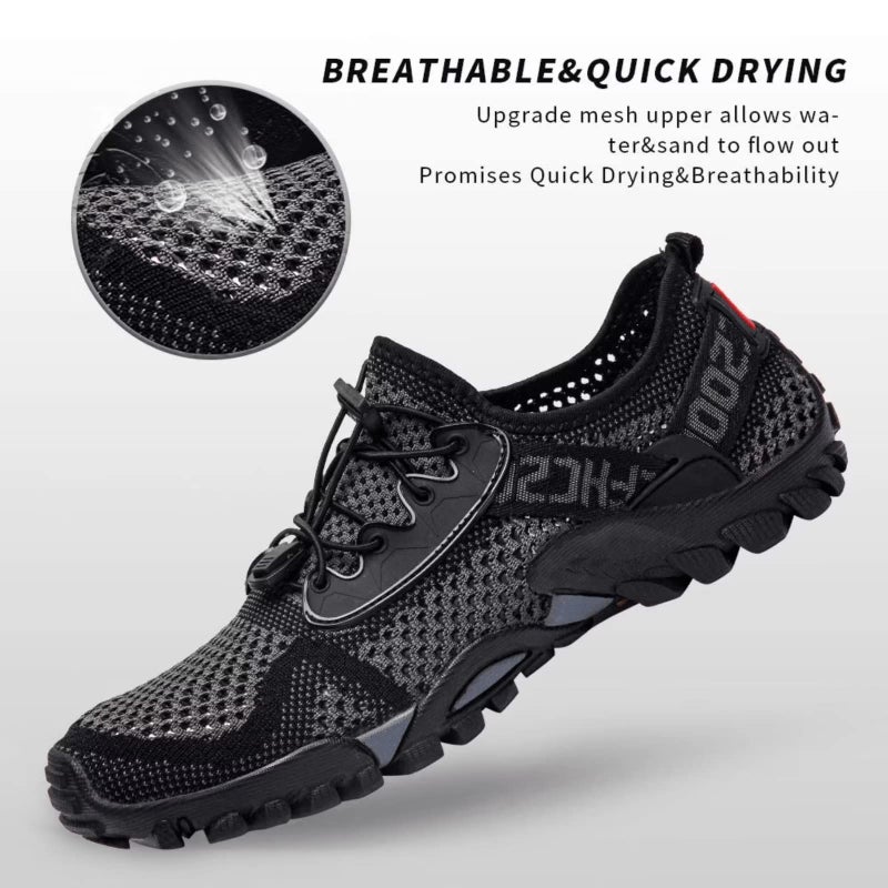 SOBASO Water Shoes for Men Quick-Dry Women's Water Hiking Swim Skin Shoes Comfortable for Beach River Surf Grey Black - Image 2