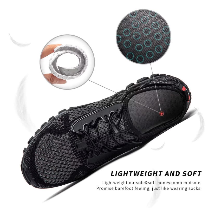 SOBASO Water Shoes for Men Quick-Dry Women's Water Hiking Swim Skin Shoes Comfortable for Beach River Surf Grey Black - Image 3