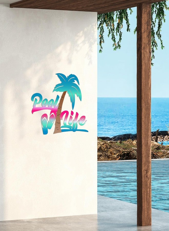 LEIFIDE Pool Life Metal Wall Art Decor 16 x 12.6 Inch Coastal Metal Wall Art Tropical Outdoor Swimming Pool Sign for Summer Beach Patio, Bathroom, Living Room - Image 5