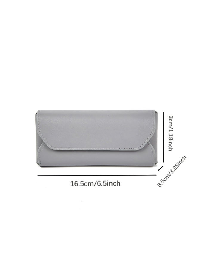 Classic Solid Color Anti Pressure Anti Wear Glasses Protection Box, Portable PU Waterproof Glasses Storage Bag - Image 3