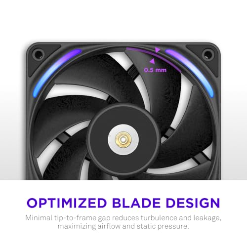 NZXT مروحة أداء NZXT F120X - 120 مم PWM RGB لمراوح حاسوب - أقصى تدفق هواء وضغط ثابت - ضوضاء منخفضة - إطار وأجنحة LCP - تحمل ديناميكي مغناطيسي للسوائل - بسماكة 30 مم - أسود - Image 4