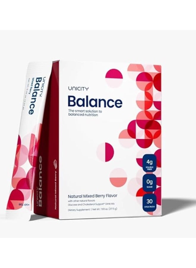 Unicity Balance Natural Mixde Berry - ابقى كامل لفترة أطول عن طريق إبطاء امتصاص الكربوهيدرات (30 حزمة). يساعد على دعم جهاز الهضم الصحي ويحافظ على صيانة جسمك بشكل جيد (إمدادات لمدة 30 يومًا)