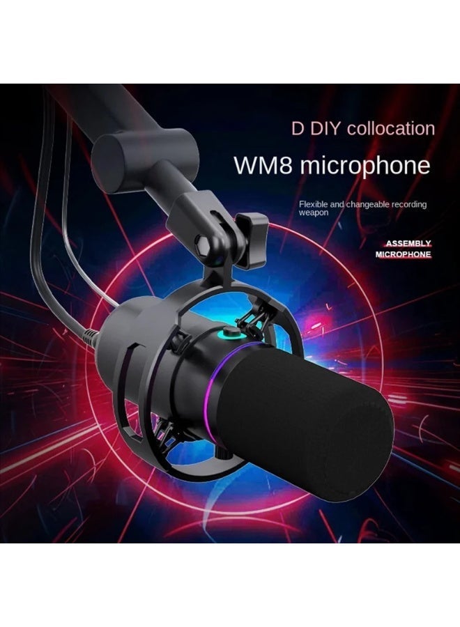 ميكروفون الألعاب الاحترافي ZFSZ WM8 USB - ميكروفون مكثف مزود بثلاثة أزرار تحكم وإضاءة RGB ديناميكية وحامل مقاوم للاهتزاز، يعمل بنظام التوصيل والتشغيل مع أجهزة الكمبيوتر/اللاب توب/PS5، بجودة استوديو للبث المباشر والبودكاست - Image 3