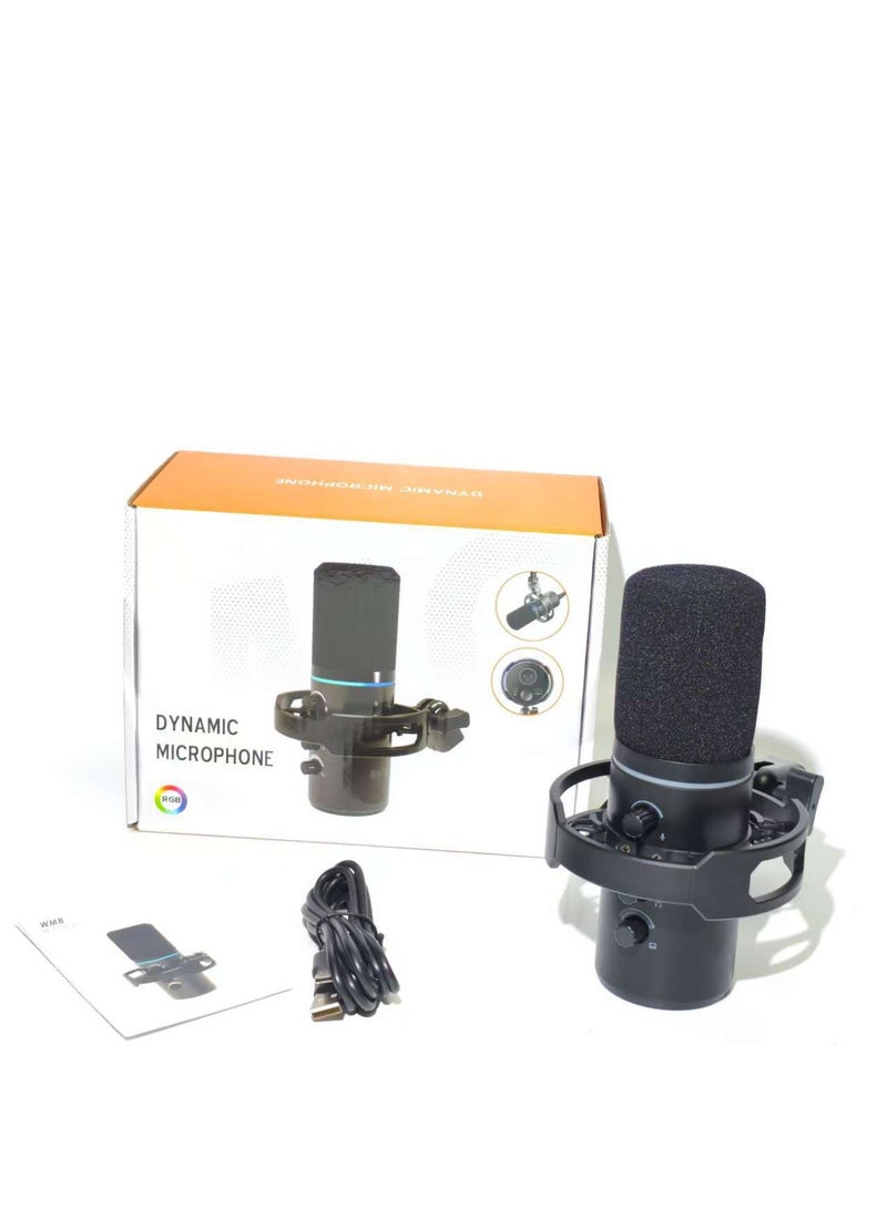 ميكروفون الألعاب الاحترافي ZFSZ WM8 USB - ميكروفون مكثف مزود بثلاثة أزرار تحكم وإضاءة RGB ديناميكية وحامل مقاوم للاهتزاز، يعمل بنظام التوصيل والتشغيل مع أجهزة الكمبيوتر/اللاب توب/PS5، بجودة استوديو للبث المباشر والبودكاست - Image 1