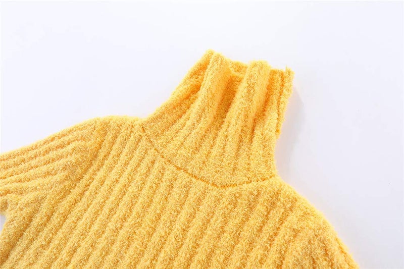 Mud Kingdom Fuzzy Sweater for Toddler Girls Chenille Turtleneck Plain Pullover Knitted Thermal Outwear Winter Red 2T - Image 3