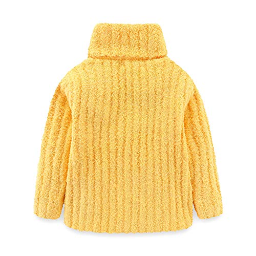 Mud Kingdom Fuzzy Sweater for Toddler Girls Chenille Turtleneck Plain Pullover Knitted Thermal Outwear Winter Red 2T - Image 2