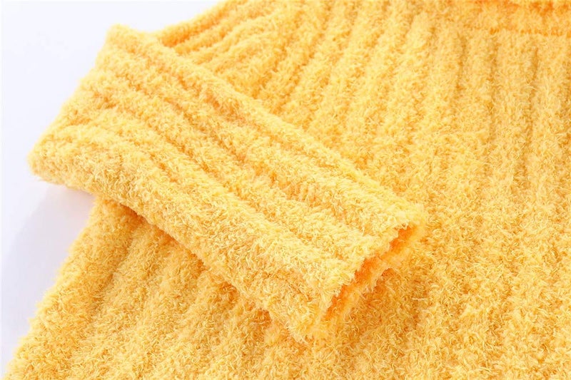Mud Kingdom Fuzzy Sweater for Toddler Girls Chenille Turtleneck Plain Pullover Knitted Thermal Outwear Winter Red 2T - Image 5