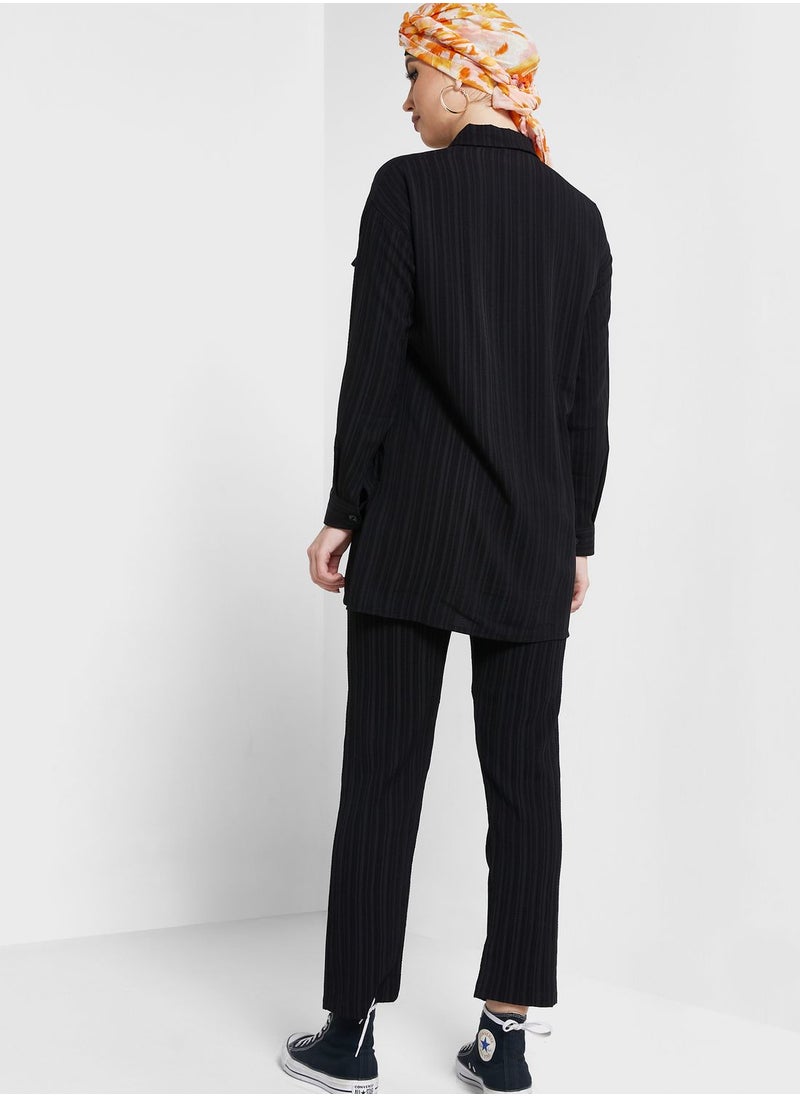 Khizana - Textured Button Down Top & Pant Set - Image 1