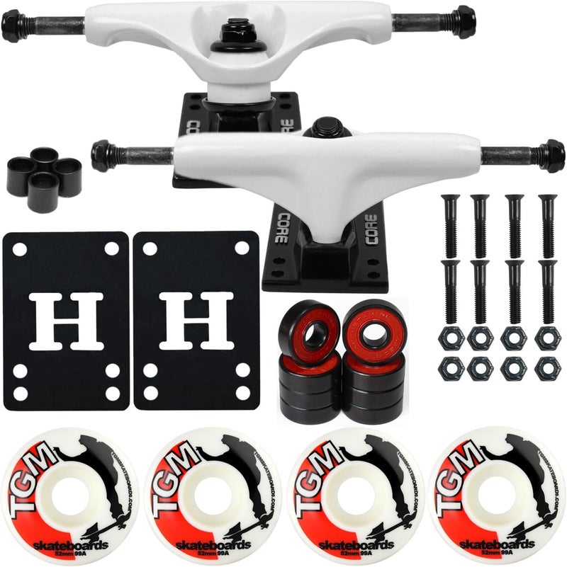 Core Skateboard Package 5.0" Trucks with 52mm White Wheels + Components - Image 1