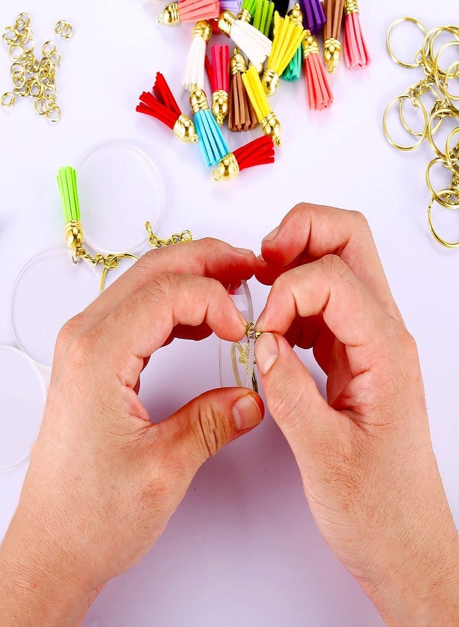 Lganze Acrylic Keychain Blank for Vinyl Key - Key Chain for Craft,Bulk Keychain Rings,Tassels Keychain Blanks Rings,Key Chain Kit (Gold Kits) - Image 3