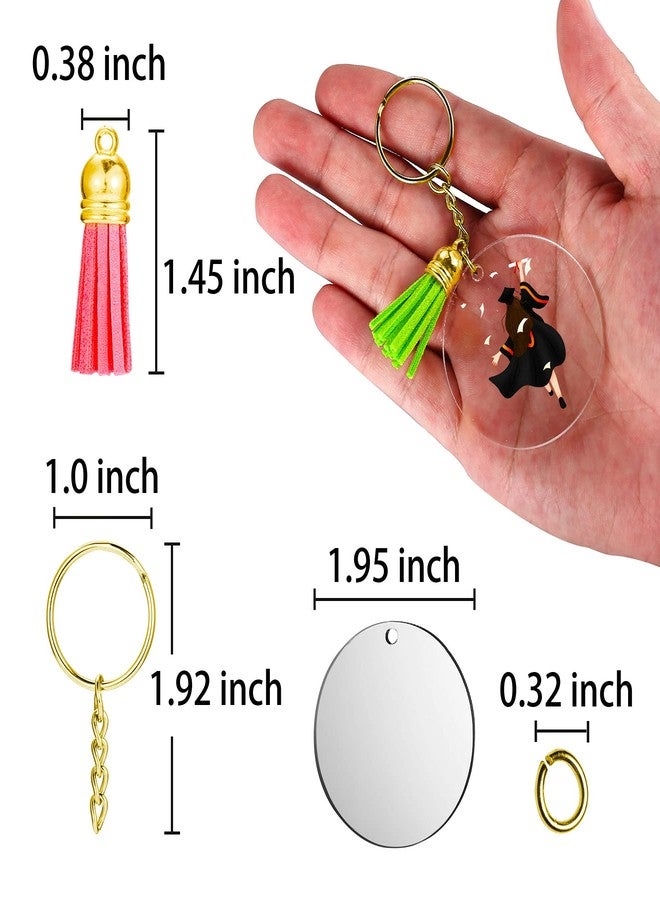 Lganze Acrylic Keychain Blank for Vinyl Key - Key Chain for Craft,Bulk Keychain Rings,Tassels Keychain Blanks Rings,Key Chain Kit (Gold Kits) - Image 2