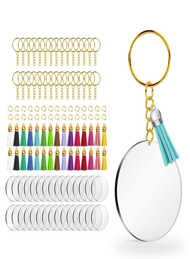 Lganze Acrylic Keychain Blank for Vinyl Key - Key Chain for Craft,Bulk Keychain Rings,Tassels Keychain Blanks Rings,Key Chain Kit (Gold Kits) - Image 1