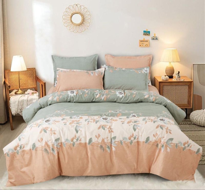 Castiqa Premium Cotton King Size Quilt Cover/Duvet Cover/Rajai Cover/Blanket Cover With Zipper Closure (King 90X100, Aquafloral, 200 Tc) - Image 3