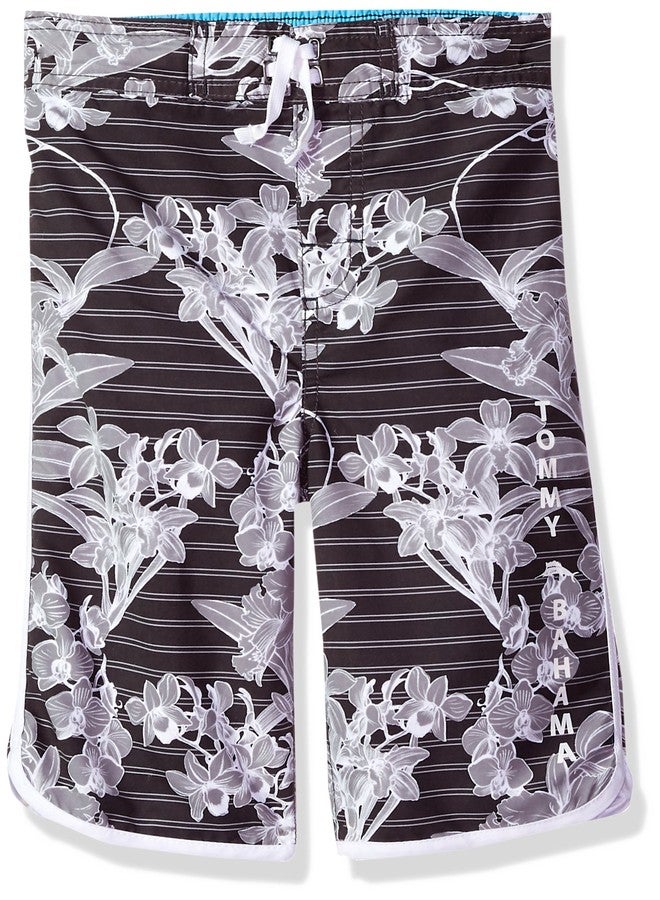 Tommy Bahama Big Boy's Microsatin Swim Trunks Swimwear, Grey Sea Things, M - Image 1