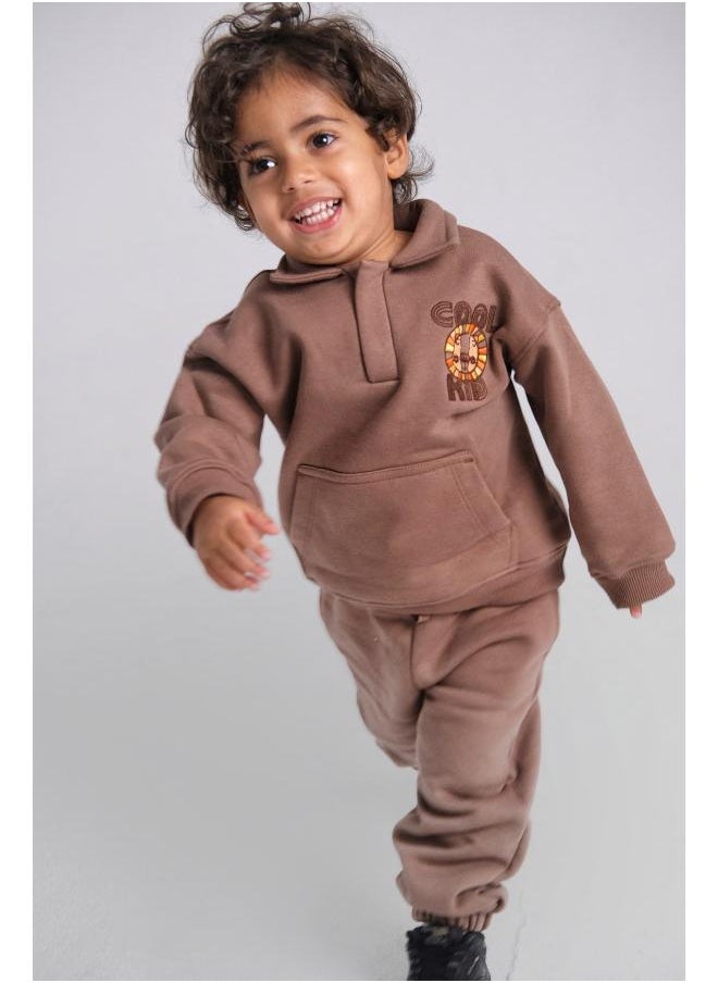 playmore - Unisex "Cool Kid" Brown 2-Piece Outfit Set - Image 1