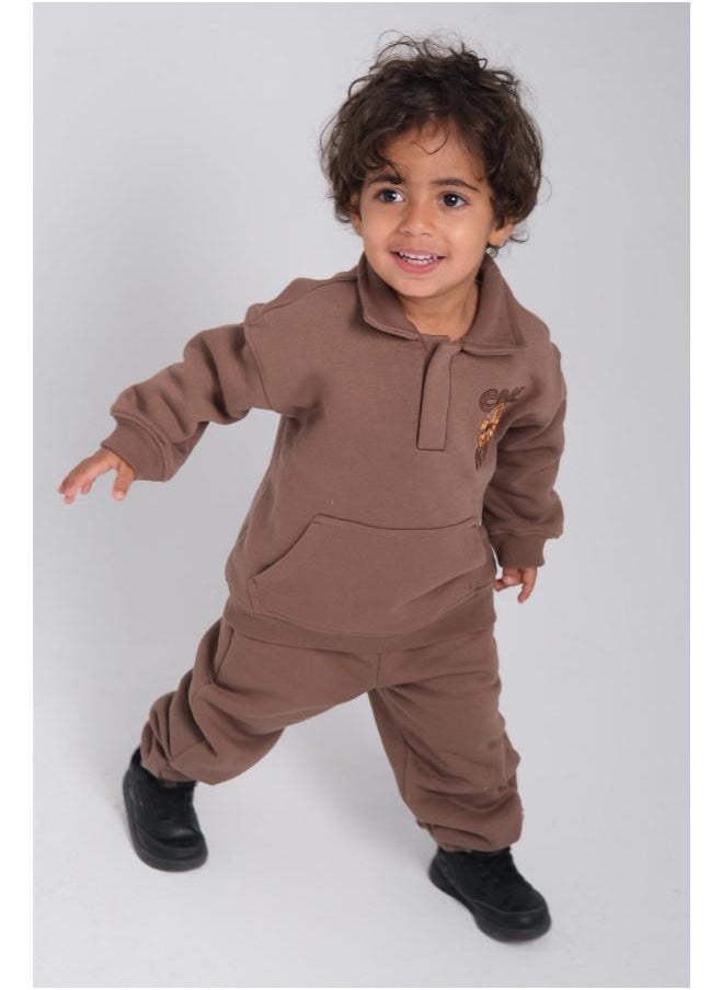 playmore - Unisex "Cool Kid" Brown 2-Piece Outfit Set - Image 1