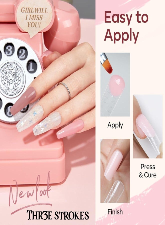 THR3E STROKES Poly Nail Gel Extension Kit for Builder Gel UV Nail Art Kit Nail Extension Set (Nude, Pink, White) (62 Items in the set)( MINIMUM 180S TO DRY)(BEGGINERS KIT) (3) - Image 3