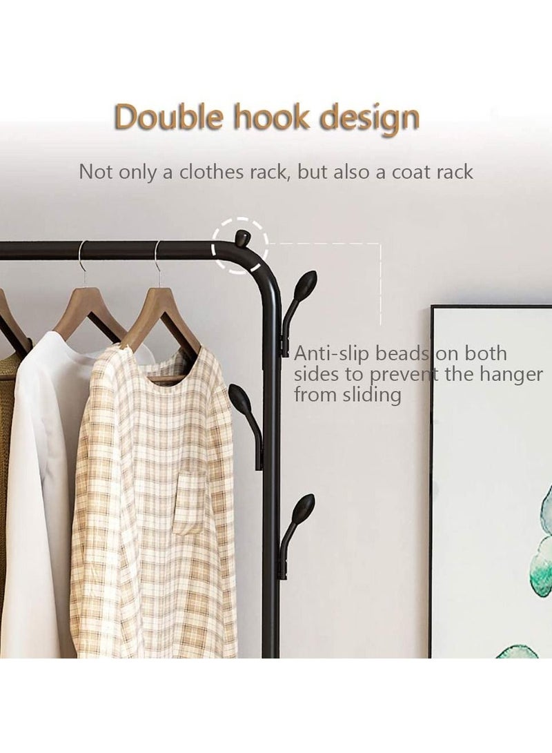 Heavy Duty Metal Garment Rack Rail Rolling Hanging Coat Rack Shelf Stand Closet Organizer Clothes Wardrobe with Wheel Design for Home Bedroom Easy to Assemble - Image 4