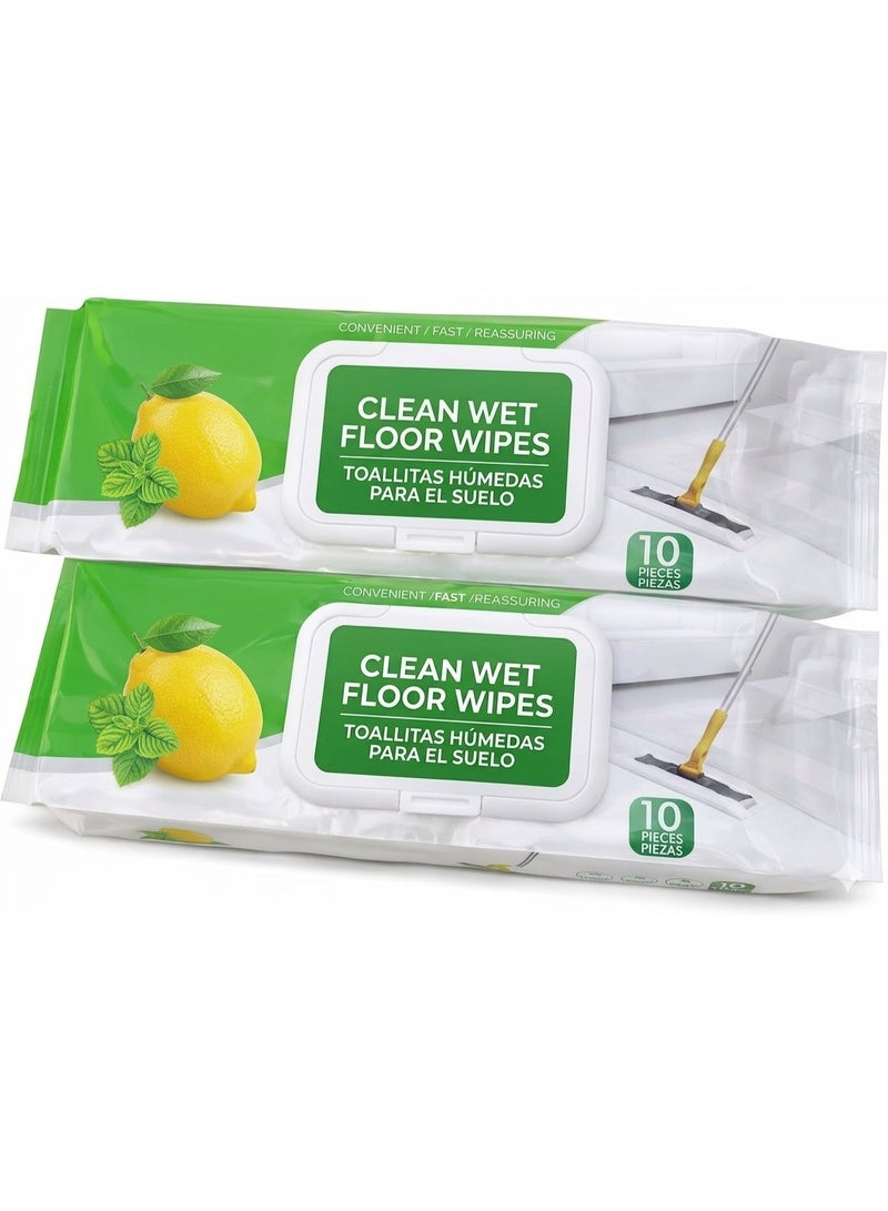 4basix Clean Wet Floor Wipes Multipurpose Disposable Mop Wipes (Pack of 20) for Floor Maintenance Lemon Fresh Scent Quick Cleaning Dust Dirt Removal for Tile Wood Marble and Laminate Surfaces - Image 1