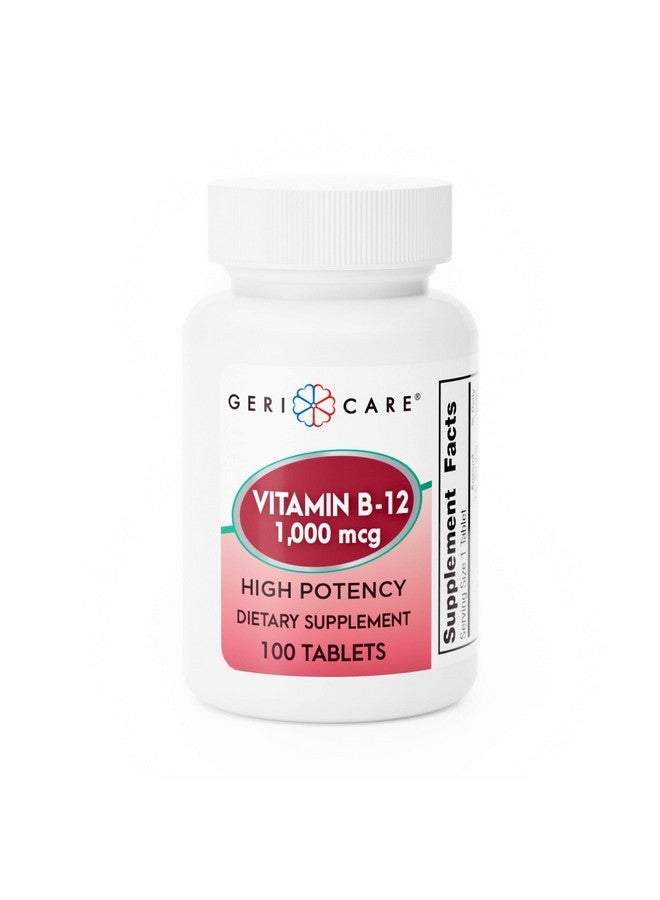 GeriCare Vitamin B-12 1000mcg High Potency Tablets, Premium Dietary Supplement for Boosting Energy, Supporting Brain Health, and Maintaining a Healthy Nervous System 100 Count (Pack of 1) - Image 1
