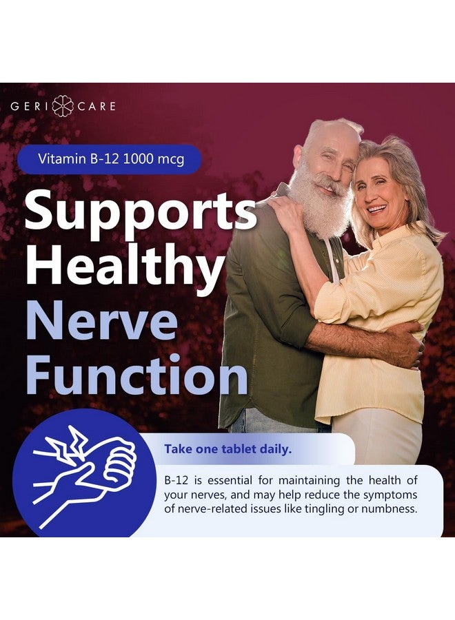 GeriCare Vitamin B-12 1000mcg High Potency Tablets, Premium Dietary Supplement for Boosting Energy, Supporting Brain Health, and Maintaining a Healthy Nervous System 100 Count (Pack of 1) - Image 5