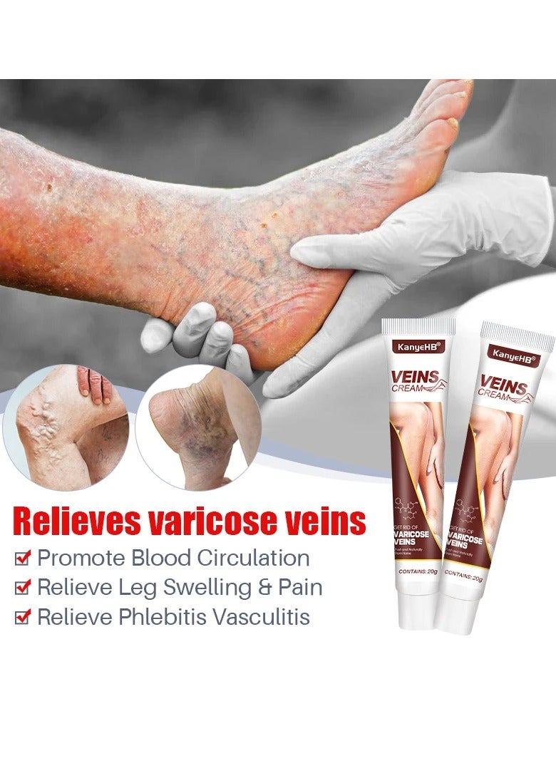 KanyeHB Varicose Veins Remove Cream, Blood Circulation Vein Care Leg Cream, Vasculitis Phlebitis Foot Care Ointment, Pain Relief Therapy Firming Vein Lotion For Treatment Of Varicose Veins - Image 3