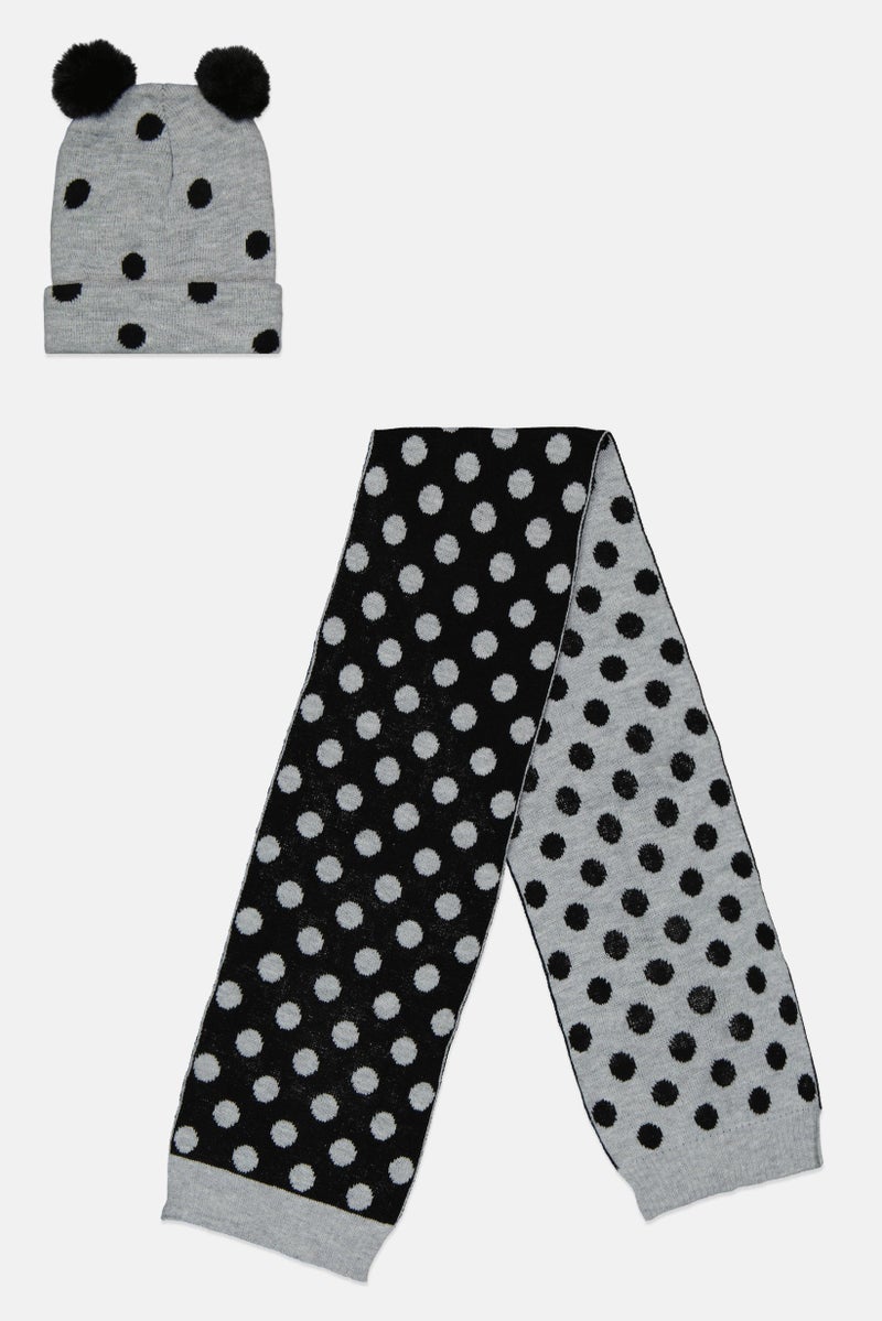 Sinsay Kids Girl Polka Dots Scarf And Beanie Set, Multicolor - Image 3